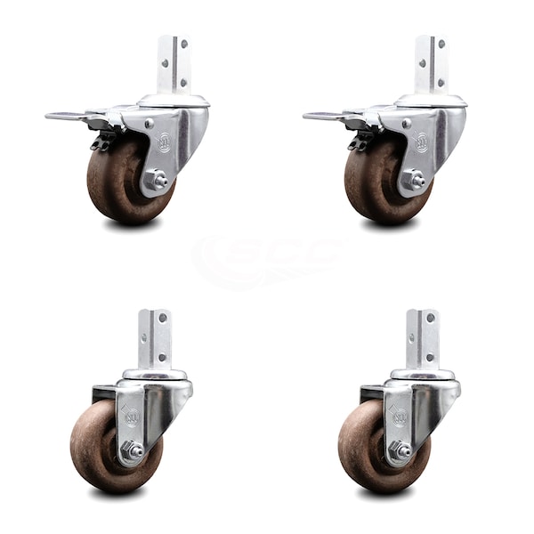 Service Caster 3.5 Inch High Temp Glass Filled Nylon 3/4 Inch Stem Caster Lock Brakes SCC, 2PK SCC-SQTTL20S3514-GFNSHT-34-2-S-2 - main